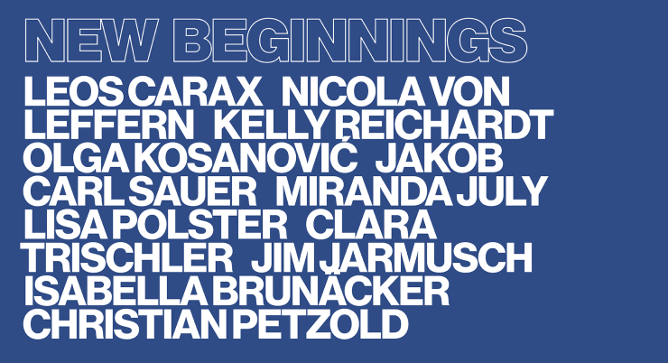 Banner für Filmreihe New Beginnings mit allen Namen der Regiepersonen.