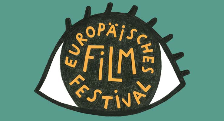 Banner für das Festival. Ein gezeichnetes Auge auf türkisem Hintergrund.